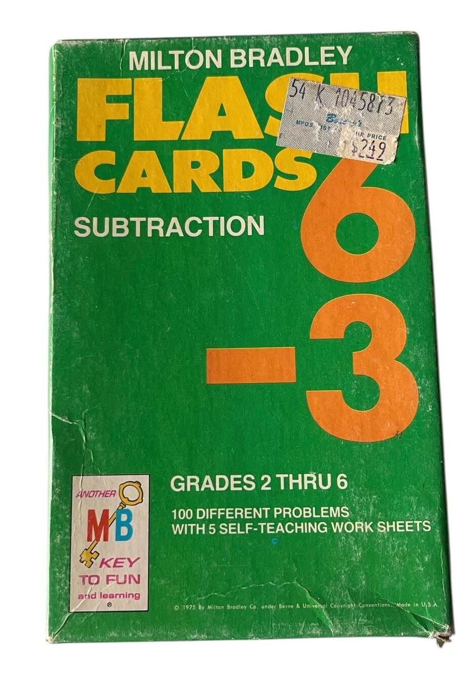 Vintage 1975 Milton Bradley Subtraction Flash Cards Grades 2-6 Set 4452